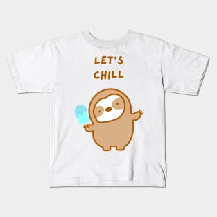 Let’s Chill Summer Blue Popsicle Sloth Kids T-Shirt